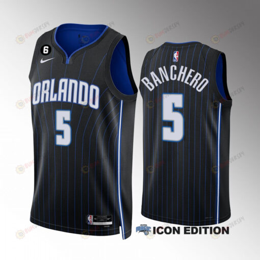 Orlando Magic Paolo Banchero 5 2022-23 Icon Edition Black Jersey Swingman