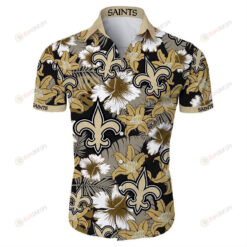 Orleans Saints Floral & Leaf Pattern Curved Hawaiian Shirt In Colorful