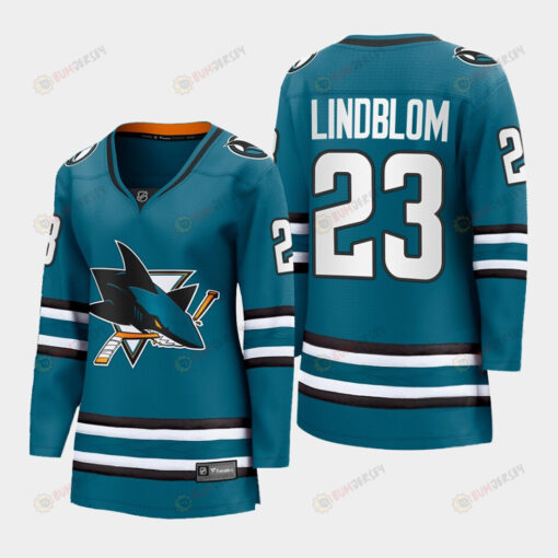 Oskar Lindblom 23 San Jose Sharks 2022-23 Home Women Premier Breakaway Jersey Teal