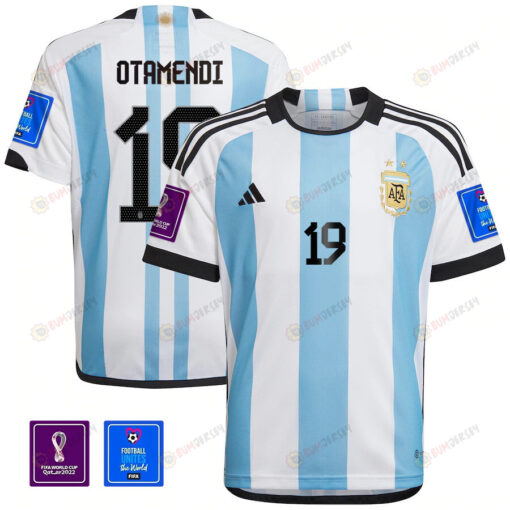 Otamendi 19 Argentina National Team Qatar World Cup 2022-23 Patch Home Jersey