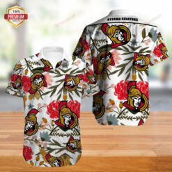 Ottawa Senators Curved Hawaiian Shirt Short Sleeve with Flower Pattern