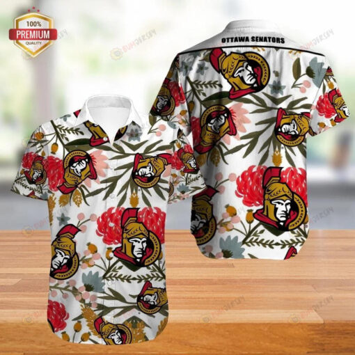 Ottawa Senators Curved Hawaiian Shirt Short Sleeve with Flower Pattern