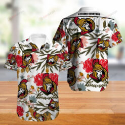 Ottawa Senators Floral & Logo Pattern Curved Hawaiian Shirt In Colorful