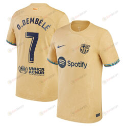 Ousmane Dembele 7 Barcelona 2022/23 Away Breathe Stadium Player Jersey - Yellow