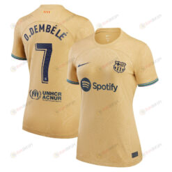 Ousmane Dembele 7 Barcelona Women 2022/23 Away Jersey - Yellow