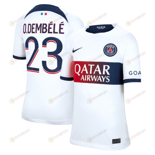 Ousmane Demb?l? 23 Paris Saint-Germain 2023/24 Away Youth Jersey - White