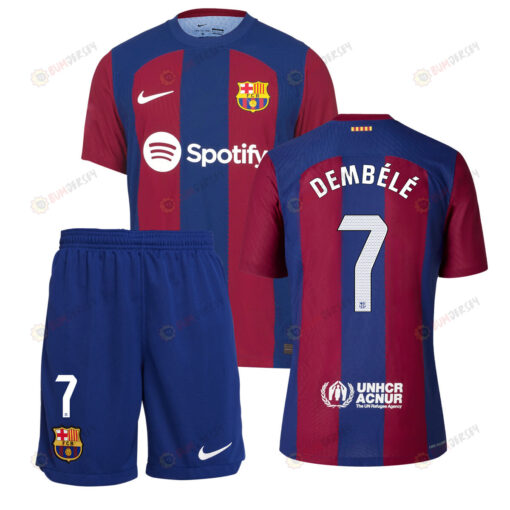 Ousmane Demb?l? 7 Barcelona 2023/24 Home Kit Men Jersey - Blue/Scarlet