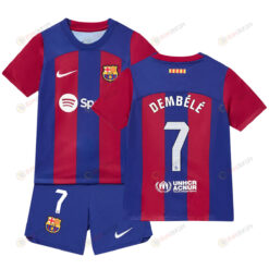 Ousmane Demb?l? 7 Barcelona Home Kit 2023-24 Youth Jersey - Blue/Scarlet