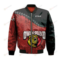 Owen Sound Attack Bomber Jacket 3D Printed Grunge Polynesian Tattoo