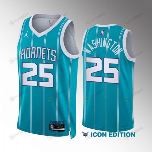 P.J. Washington 25 Charlotte Hornets Teal Men Jersey 2022-23 Icon Edition Swingman