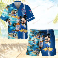 Pabst Blue Ribbon Mickey Mouse Beach Vibes Hawaiian Shirt Set