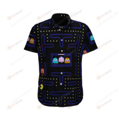 Pac-man Video Game Short Sleeve Curved Hawaiian Shirt