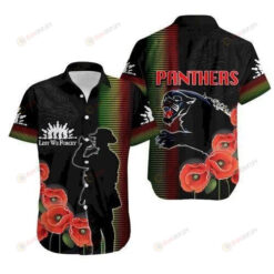 Panthers Anzac Day Curved Hawaiian Shirt In Black