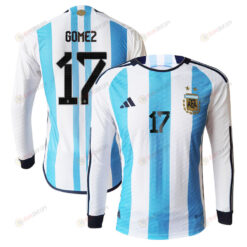 Papu G?mez 17 Argentina 2022-23 Home Men Long Sleeve Jersey National Team World Cup Qatar