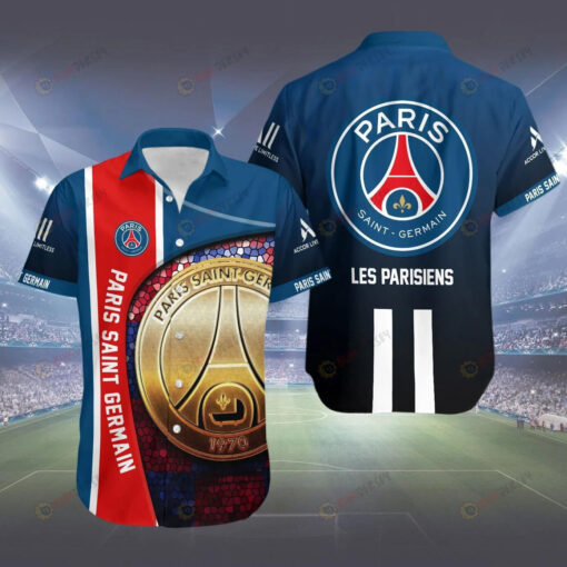 Paris Saint Germain Les Parisiens Short Sleeve Curved Hawaiian Shirt