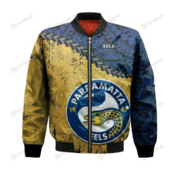 Parramatta Eels Bomber Jacket 3D Printed Grunge Polynesian Tattoo