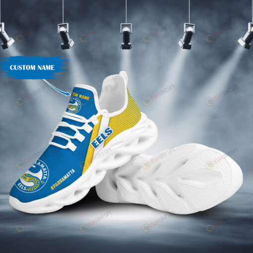 Parramatta Eels Logo Pattern Custom Name 3D Max Soul Sneaker Shoes In Blue Yellow