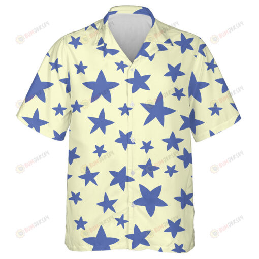 Pastel Blue Stars Pattern On Light Yellow Background Hawaiian Shirt