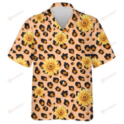 Pastel Colored Skin Of Leopard Spots And Sunflower Hawaiian Shirt