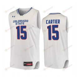 Patrick Cartier 15 Colorado State Rams White Jersey 2022-23 College Basketball