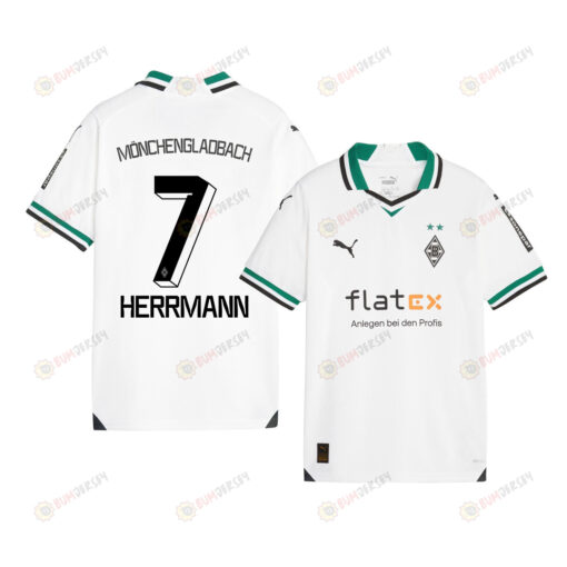 Patrick Herrmann 7 Borussia M?nchengladbach 2023-24 Home YOUTH Jersey - White