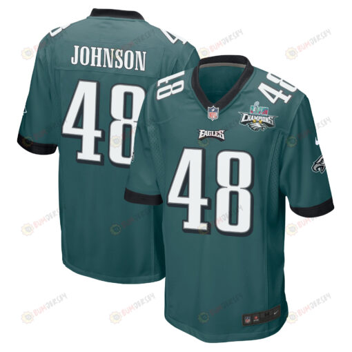 Patrick Johnson 48 Philadelphia Eagles Super Bowl LVII Champions 2 Stars Men's Jersey - Midnight Green