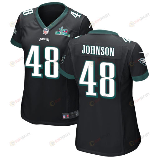 Patrick Johnson 48 Philadelphia Eagles Super Bowl LVII Champions WoMen's Jersey - Black