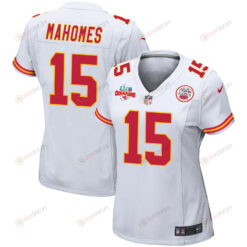 Patrick Mahomes 15 Kansas City Chiefs Super Bowl LVII Champions 3 Stars WoMen's Jersey - White