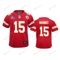 Patrick Mahomes 15 Kansas City Chiefs Super Bowl LVII Game Jersey - Youth Red
