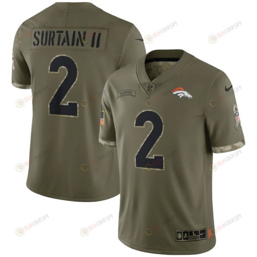 Patrick Surtain II Denver Broncos 2022 Salute To Service Limited Jersey - Olive