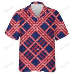 Patriotic American Flag Colors In Gingham Plaid Pattern Hawaiian Shirt