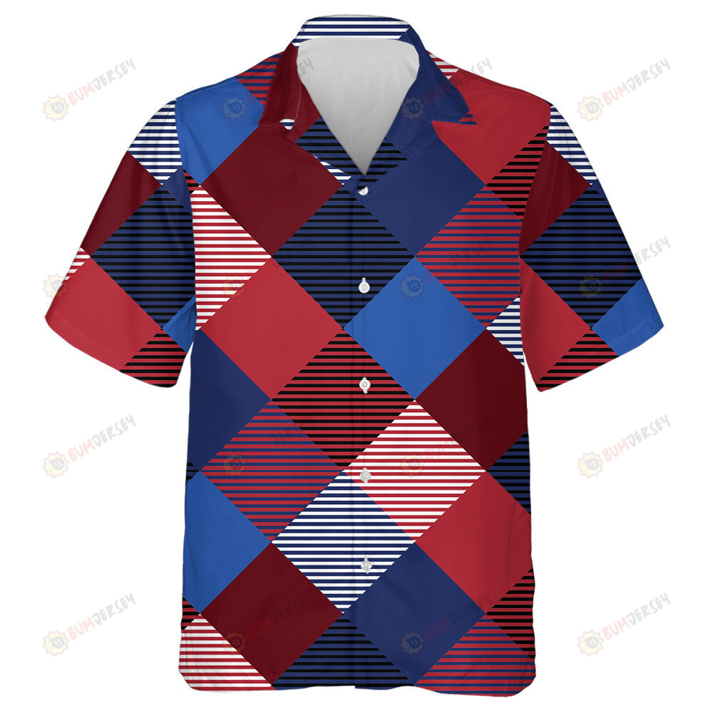 Patriotic Background Patterns For Independence Day In Three Colors Hawaiian Shirt