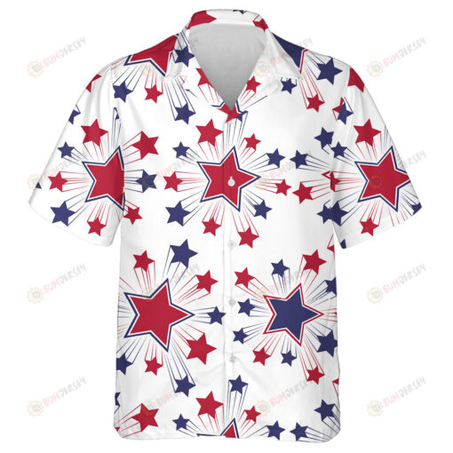Patriotic Bright American Stars Symbols On White Background Hawaiian Shirt