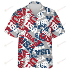 Patriotic Color USA Text Gray Background Pattern Hawaiian Shirt