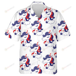 Patriotic Unicorn Face American Stars Stripes Hawaiian Shirt