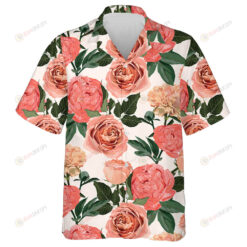 Pattern Of Peony Roses And Clove Flowers Branch Watercolor Hawaiian Shirt