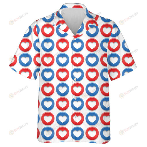 Patterns With Circles And Hearts In The US NNational Colors Hawaiian Shirt