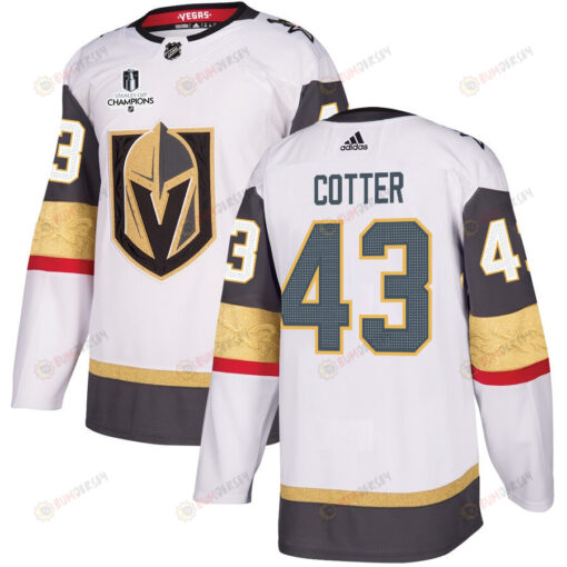 Paul Cotter 43 Vegas Golden Knights Stanley Cup 2023 Champions Patch Away Breakaway Men Jersey - White