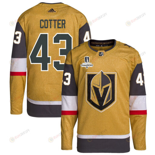 Paul Cotter 43 Vegas Golden Knights Stanley Cup 2023 Champions Patch Home Breakaway Men Jersey - Gold