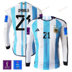 Paulo Dybala 21 Argentina 2022-23 Home Men Long Sleeve Jersey National Team World Cup Qatar