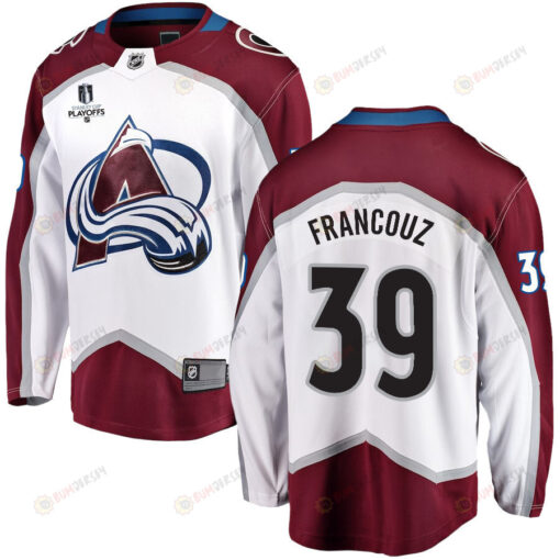 Pavel Francouz 39 Colorado Avalanche Stanley Cup 2023 Playoffs Patch Away Breakaway Men Jersey - White