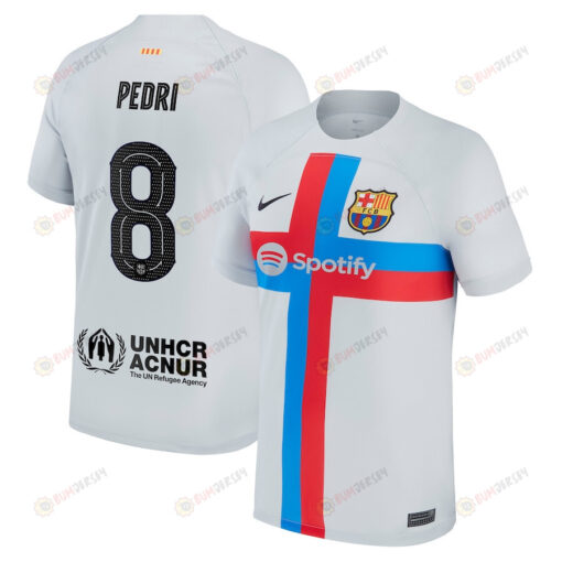 Pedri 8 Barcelona 2022/23 Third Breathe Stadium Player Men Jersey - Gray