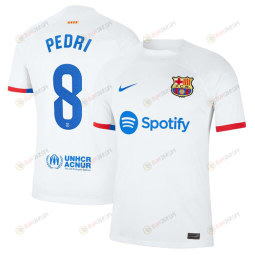 Pedri 8 Barcelona 2023/24 Away Men Jersey - White