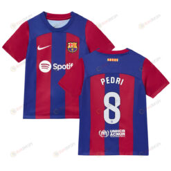 Pedri 8 Barcelona 2023/24 Home Youth Jersey - Blue/Scarlet