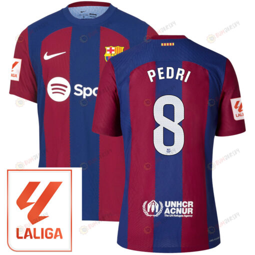 Pedri 8 Barcelona 2023/24 With LaLiga Badge Home Men Jersey