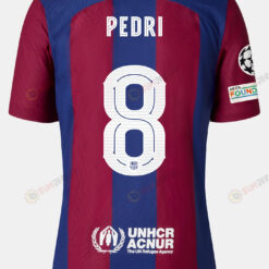 Pedri 8 Barcelona 2023/24 With UCL Badge Home Men Jersey