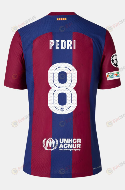 Pedri 8 Barcelona 2023/24 With UCL Badge Home Men Jersey