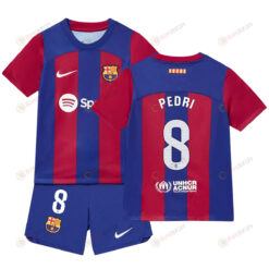 Pedri 8 Barcelona Home Kit 2023-24 Youth Jersey - Blue/Scarlet