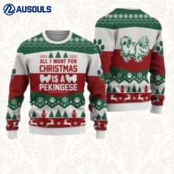 Pekingese Dog All I Want For Christmas Ugly Sweaters For Men Women Unisex