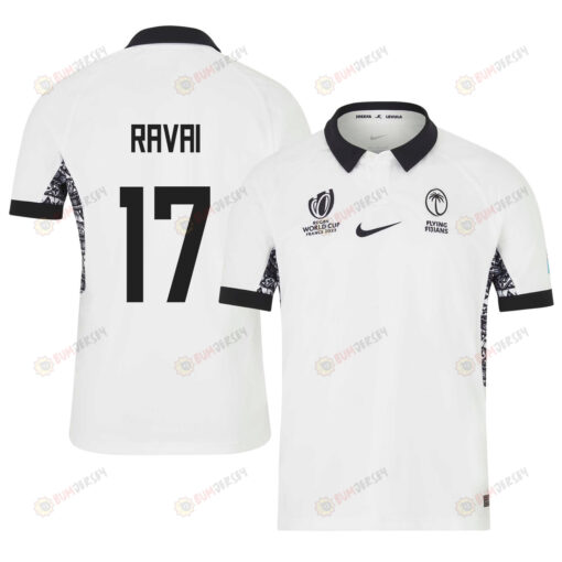 Peni Ravai 17 Fiji 2023 Rugby World Cup Home Stadium Jersey - White